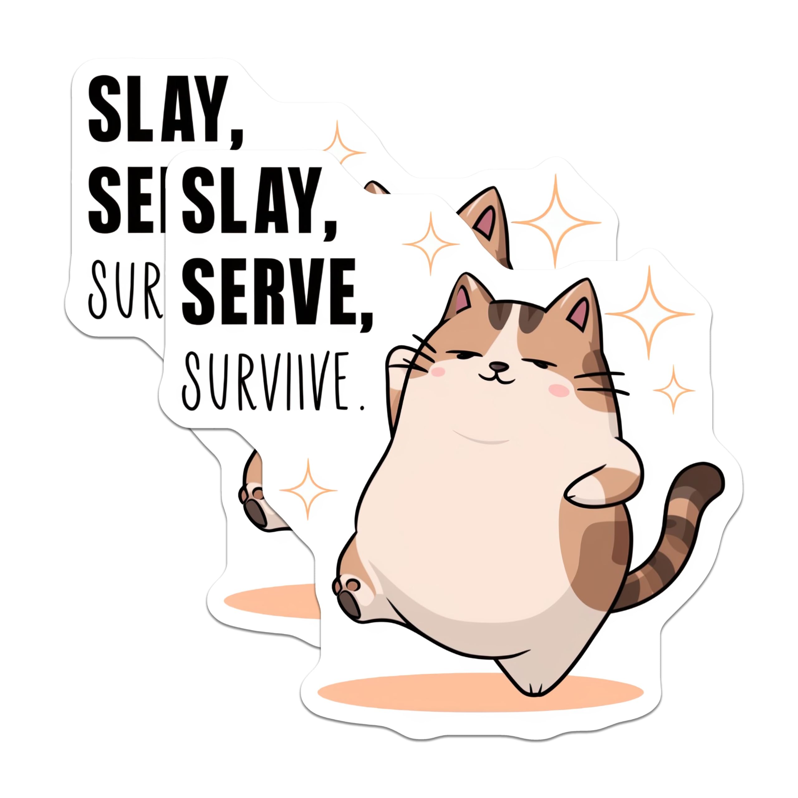 (2 Pack) Cat Quote Magnets - Cute Cat Decor - Funny Inspirational - Kitten Art - Slay Serve Survive - 5" On Longest Side - for Cars, Fridges, Toolboxes - Made in USA - MAG5586