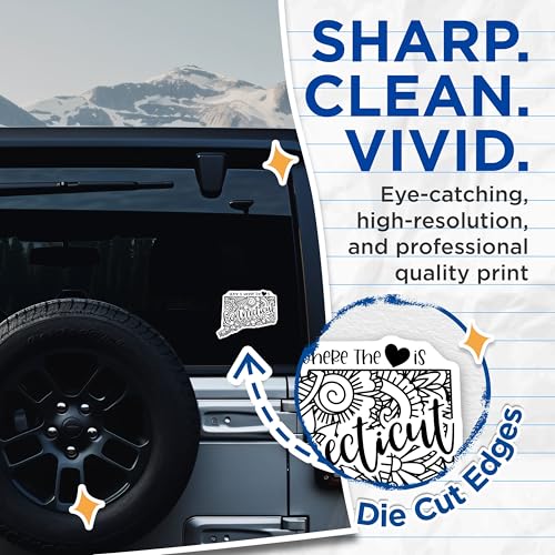 (2 Pack) Connecticut State Sticker Stickers - Home is Where The Heart is - Decorative State Love Decal - 5" On Longest Side - Sticks to Smooth Flat Surfaces - Made in USA - BMCS9105