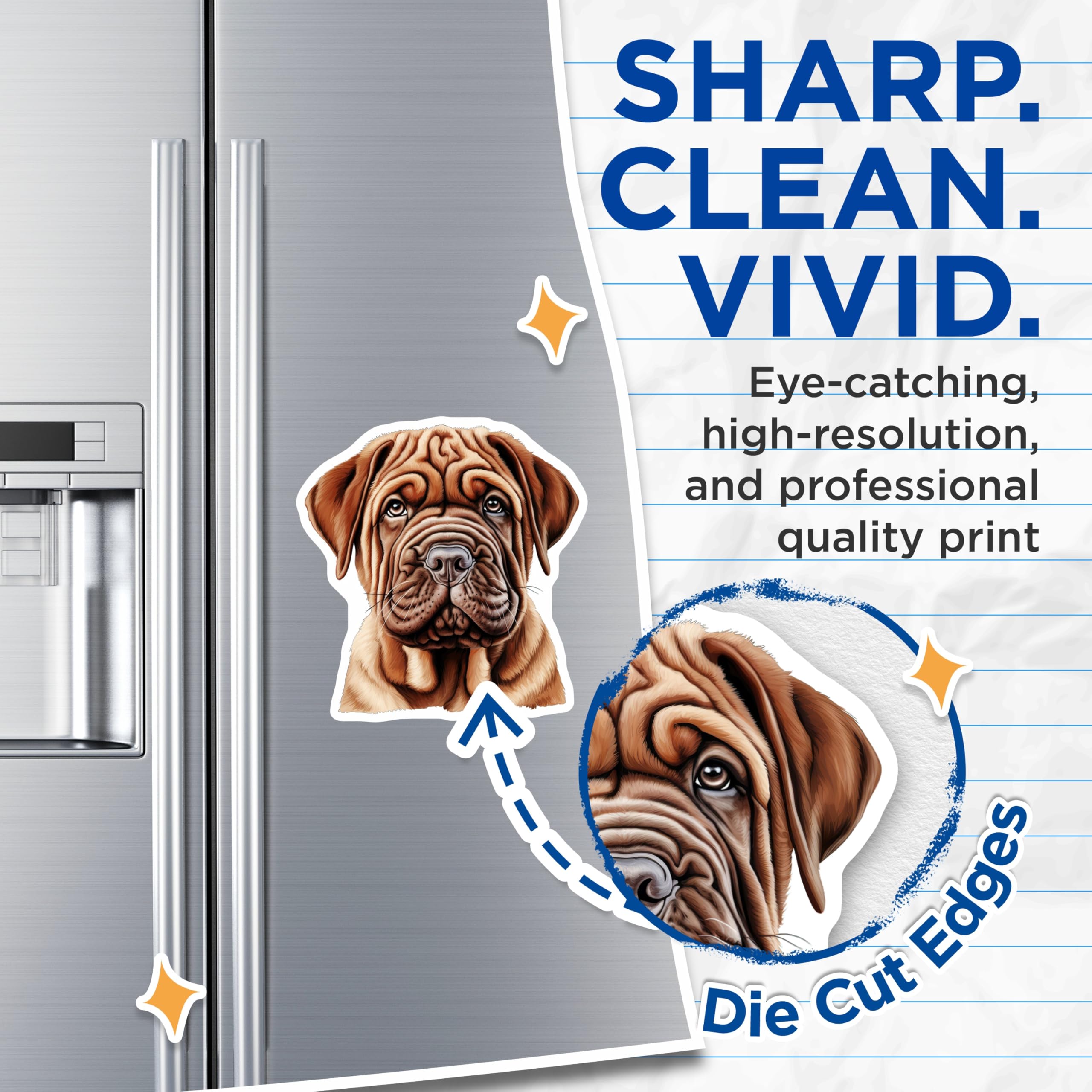 (2 Pack) Mastiff Puppy Magnets - Dog Breed Refrigerator Decor - Pet Lover Kitchen Accents - 5 Inches On Longest Side - Thick Durable Magnet - Made in USA - MAG29536