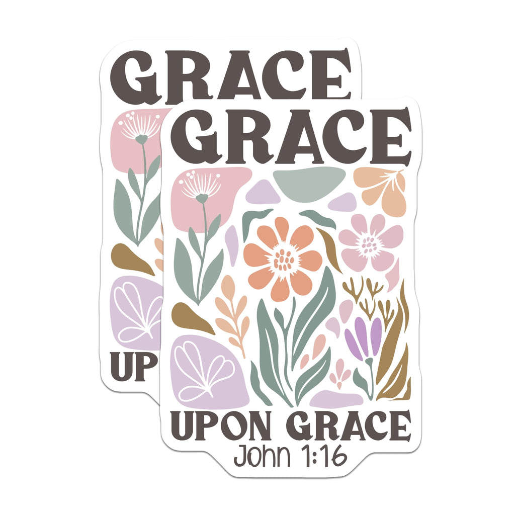 (2 Pack) Grace Magnets - Floral Verse - Boho Christian Fridge Decor - 5" On Longest Side - Premium Magnet - for Cars, Refrigerators, Toolboxes, Lockers - Made in USA - MAG16969