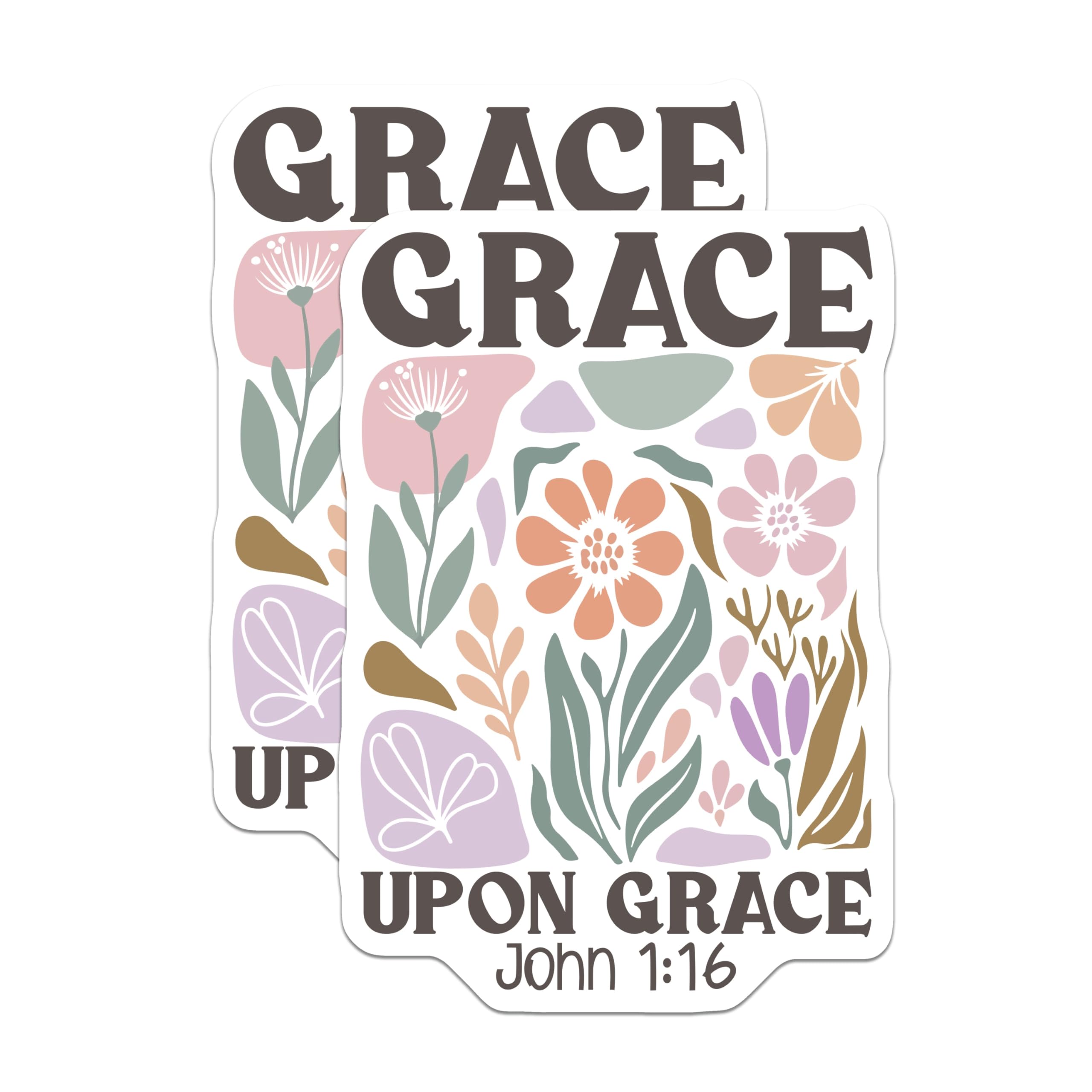 (2 Pack) Grace Magnets - Floral Verse - Boho Christian Fridge Decor - 5" On Longest Side - Premium Magnet - for Cars, Refrigerators, Toolboxes, Lockers - Made in USA - MAG16969