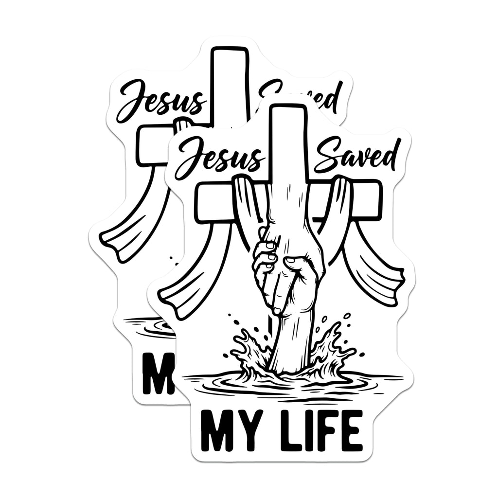 (2 Pack) Jesus Saved My Life Magnets - Christian Religious Decor - Faith Inspiration Art - 5 Inches On Longest Side - Thick Durable Magnet - Made in USA - MAG29102