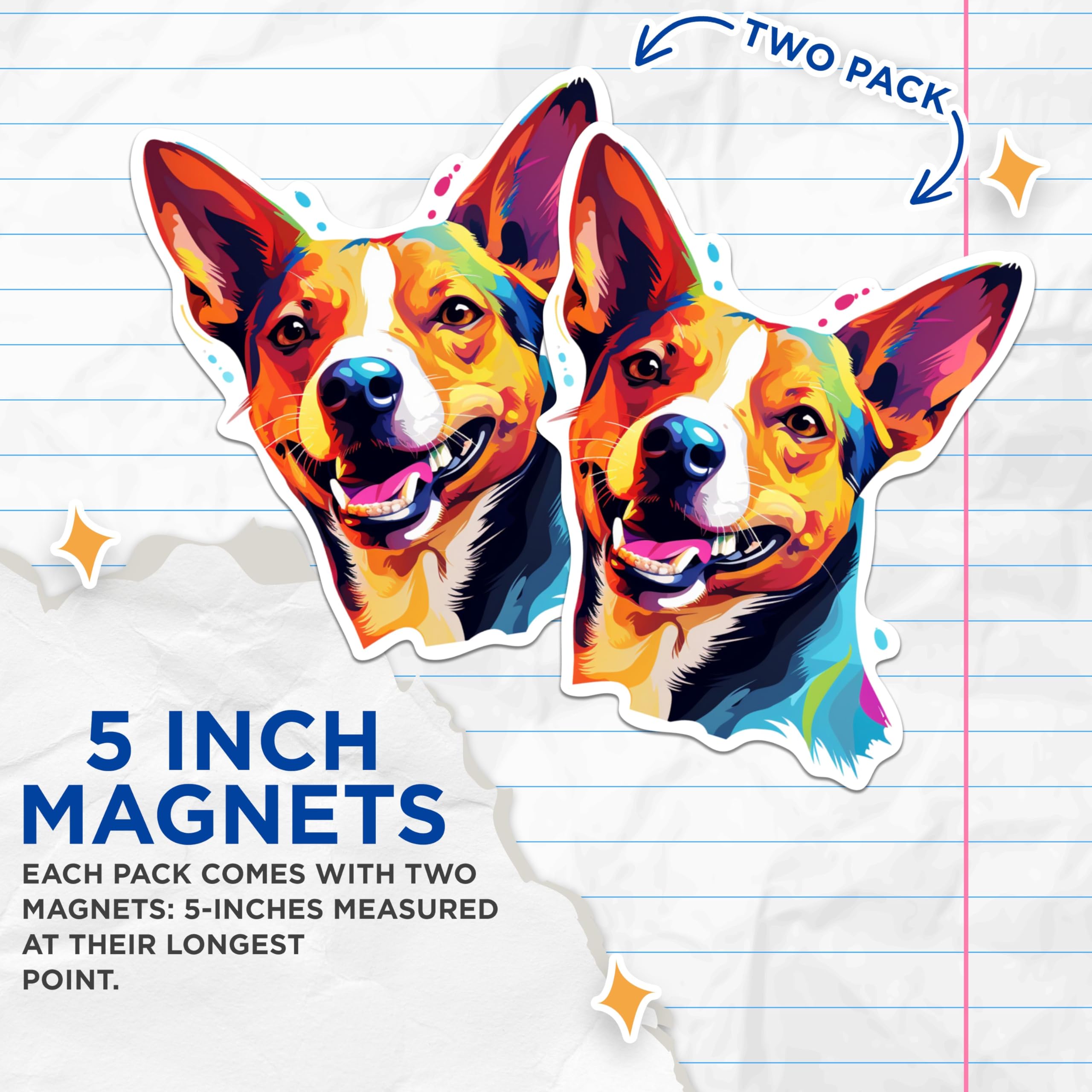 (2 Pack) Basenji Dog Breed Magnets - 5 Inches On Longest Side - Choose from Over 100 Dog Breeds - for Cars, Refrigerators, Toolboxes - Made in USA - MAG1763