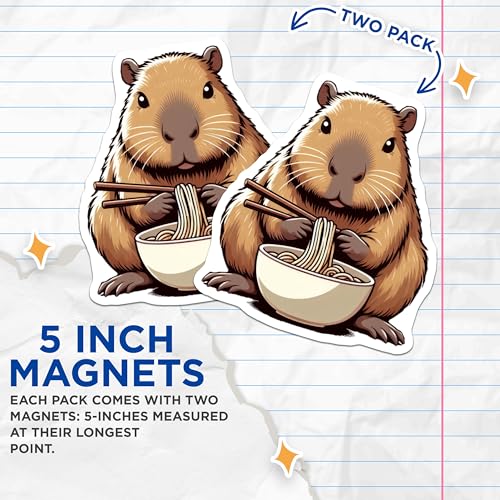 (2 Pack) Cute Animal Decor Magnet - Fun Kitchen Accessory - 5" On Longest Side - Sticks to Smooth Flat Surfaces - Made in USA - MAG9907