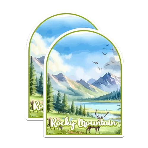 (2 Pack) Rocky Mountains National Park Bumper Magnet - US National Park - Choose from 63 Parks - 5" On Longest Side - Decal for Car Bumper, Laptop, Water Bottle, Wall, and Window - MAG1537