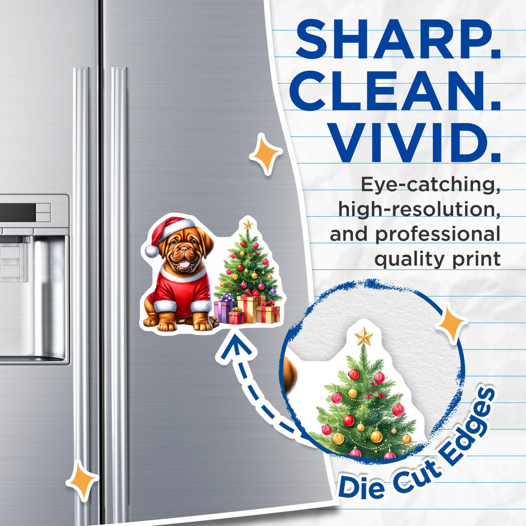 (2 Pack) Christmas Puppy Magnets - Santa Dog Holiday Decor - Festive Pet Refrigerator Accent - 5 Inches On Longest Side - Thick Durable Magnet - Made in USA - MAG27481