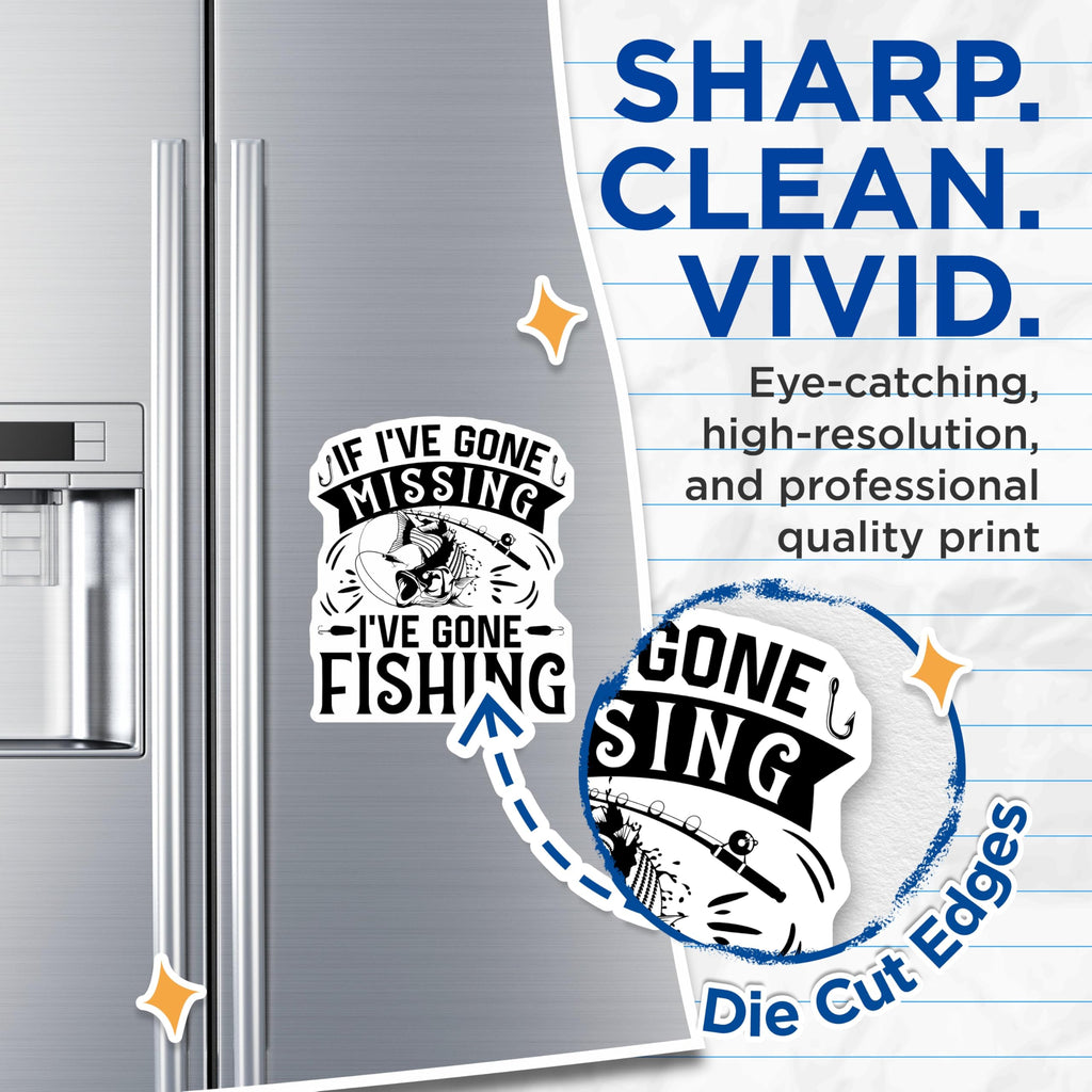 (2 Pack) Fishing Quote Magnets - Gone Fishing - Funny Angler Fridge Decor - 5" On Longest Side - Sticks to Smooth Flat Surfaces - Made in USA - MAG10673