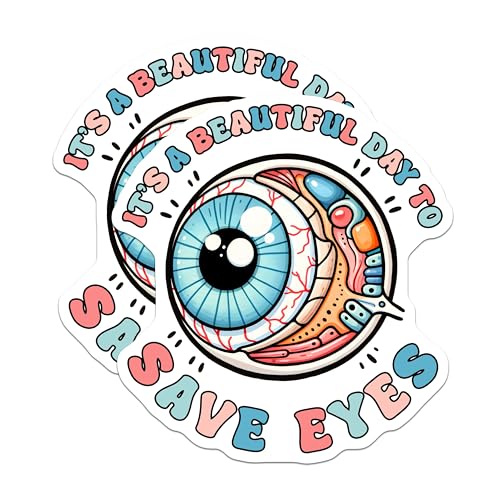 (2 Pack) Beautiful Day Stickers - Save Eyes - Inspirational Eye Art - 5" On Longest Side - Sticks to Smooth Flat Surfaces - Made in USA - BMCS8091