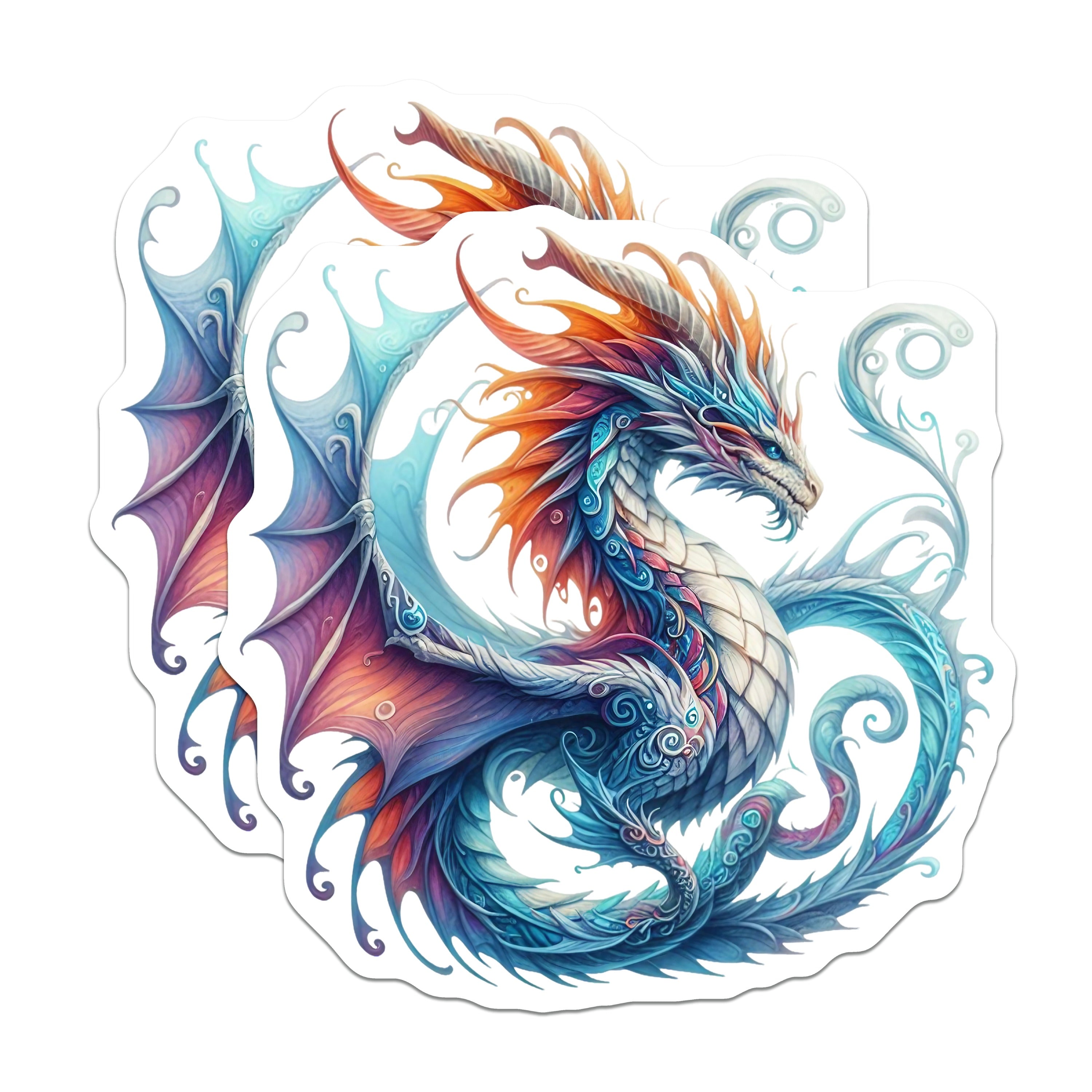 (2 Pack) Fantasy Dragon Magnets - Mythical Creature Art - Vibrant Blue Dragon Decor - 5 Inches On Longest Side - Thick Durable Magnet - Made in USA - MAG38280
