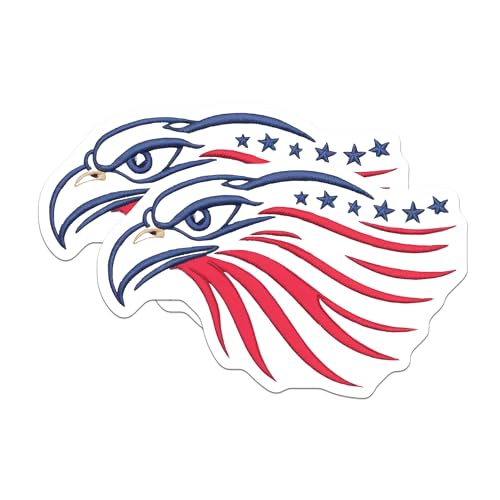(2 Pack) Patriotic Eagle Magnets - American Pride - Red White Blue Stars - USA Flag Magnets - Home Decor - Car Accessories - 5" On Longest Side - for Cars, Fridges, Toolboxes - Made in USA - MAG6702