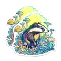 (2 Pack) Badger Stickers - Mushroom Art - Woodland Creature Decals- 5" On Longest Side - Sticks to Smooth Flat Surfaces - Made in USA - BMCS16167