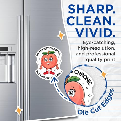 (2 Pack) Anxiety is Chronic Magnets - Funny Peach - Humor Kitchen - Positive Affirmation Quotes Magnets - 5" On Longest Side - for Cars, Fridges, Toolboxes - Made in USA - MAG4396
