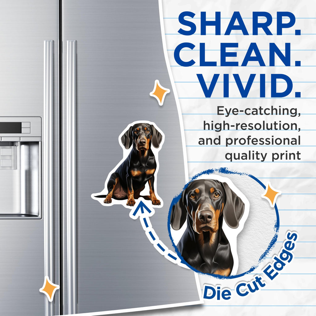 (2 Pack) Black and Tan Coonhound Magnets - Lifelike Scenthound Dog Art - Canine Pet Lover Refrigerator Locker Decor - 5 Inches On Longest Side - Thick Durable Magnet - Made in USA - MAG23965
