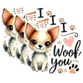 (3 Pack) I Woof You Decals - Chihuahua Puppy - Cute Dog Decals - 3 Inches On Longest Side - Easy Peel & Apply - Made in USA - 3MCS1205