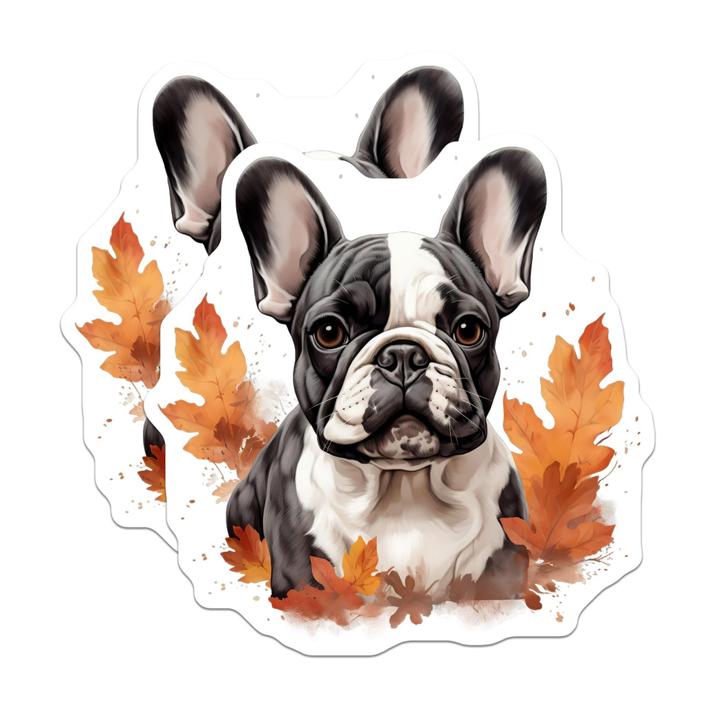 (2 Pack) French Bulldog Magnets - Autumn Dog Decor - Fall Puppy Art - Pet Lover Accessories - Animal Fridge Magnet - 5 Inches On Longest Side - Thick Durable Magnet - Made in USA - MAG30223