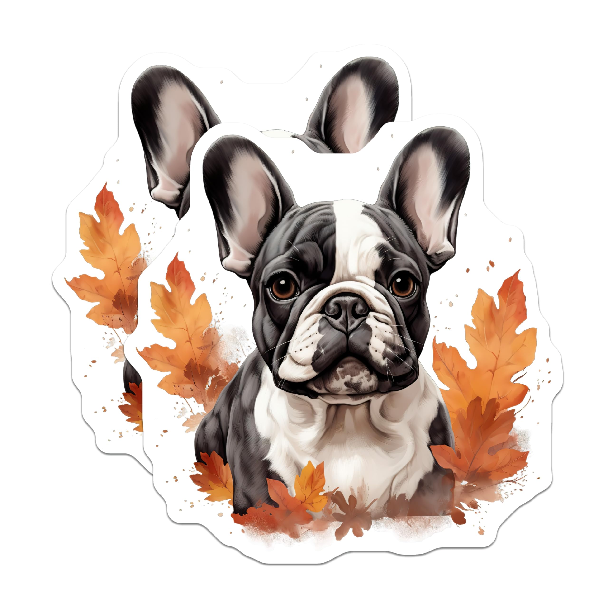 (2 Pack) French Bulldog Magnets - Autumn Dog Decor - Fall Puppy Art - Pet Lover Accessories - Animal Fridge Magnet - 5 Inches On Longest Side - Thick Durable Magnet - Made in USA - MAG30223