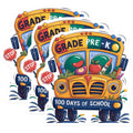 (3 Pack) School Bus Decals - 100 Days of School - Grade Pre K Decal - 3 Inches On Longest Side - Easy Peel & Apply - Made in USA - 3MCS2179