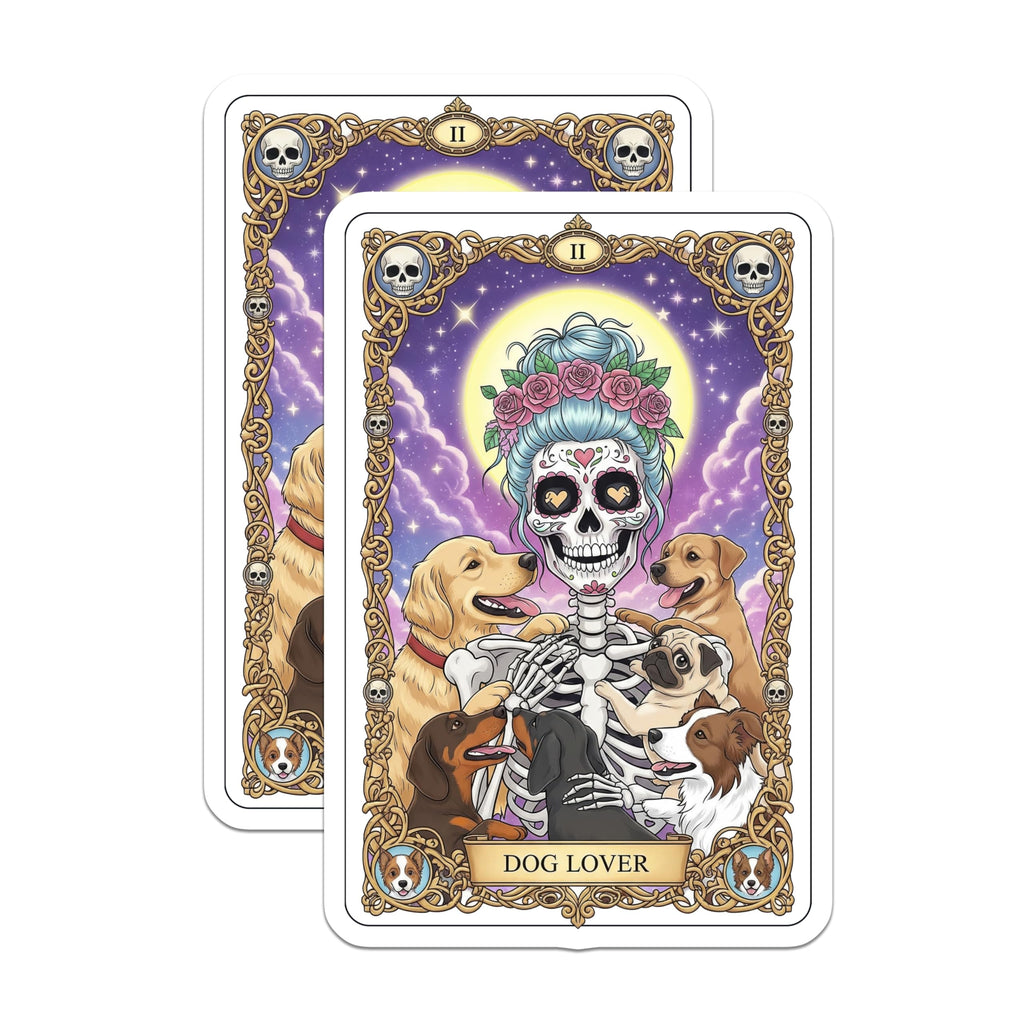 (2 Pack) Dog Lover Skeleton Magnets - Halloween Dog Art - Sugar Skull Decor - 5" On Longest Side - Premium Magnet - for Cars, Refrigerators, Toolboxes, Lockers - Made in USA - MAG14634