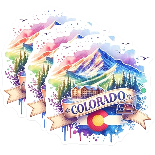 (3 Pack) Colorado Decals - Mountain Scene - Souvenir- 3 Inches On Longest Side - Easy Peel & Apply - Made in USA - 3MCS5699
