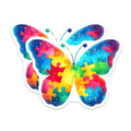(2 Pack) Butterfly Puzzle Stickers - Colorful Butterfly - Jigsaw Puzzle - 5" On Longest Side - Sticks to Smooth Flat Surfaces - Made in USA - BMCS7895