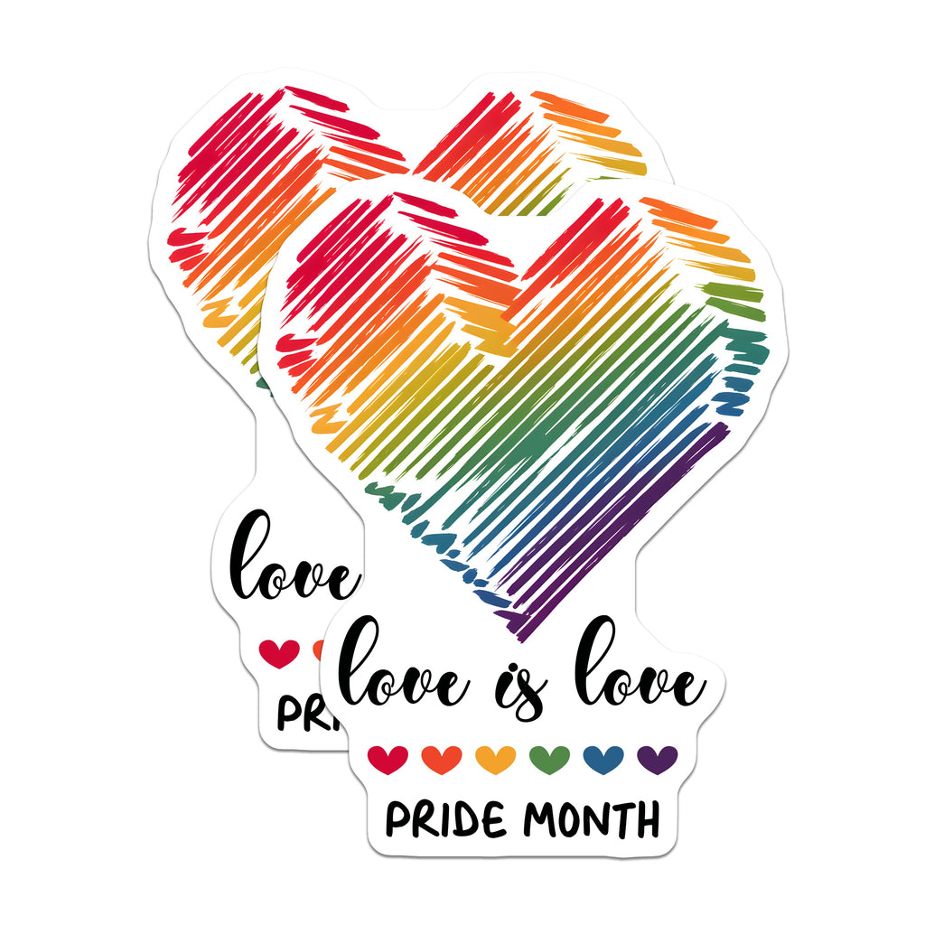 (2 Pack) Pride Magnets - Love is Love Decor - Rainbow Heart Ally Support - 5 Inches On Longest Side - Thick Durable Magnet - Made in USA - MAG38303