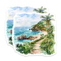 (2 Pack) Tropical Beach Magnets - Ocean Scene Art - Island Paradise Decor - Summer Vacation Keepsake for Fridge - 5 Inches On Longest Side - Thick Durable Magnet - Made in USA - MAG39525