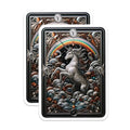 (2 Pack) Mythical Creature Decor Magnet - Rainbow Design - Horse Lover's - 5" On Longest Side - Sticks to Smooth Flat Surfaces - Made in USA - MAG10114