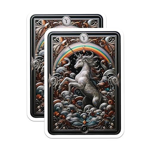 (2 Pack) Mythical Creature Decor Magnet - Rainbow Design - Horse Lover's - 5" On Longest Side - Sticks to Smooth Flat Surfaces - Made in USA - MAG10114
