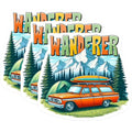 (3 Pack) Wanderer Decals - Retro Car with Surfboard - Camping Scene Sticker - 3 Inches On Longest Side - Easy Peel & Apply - Made in USA - 3MCS2050