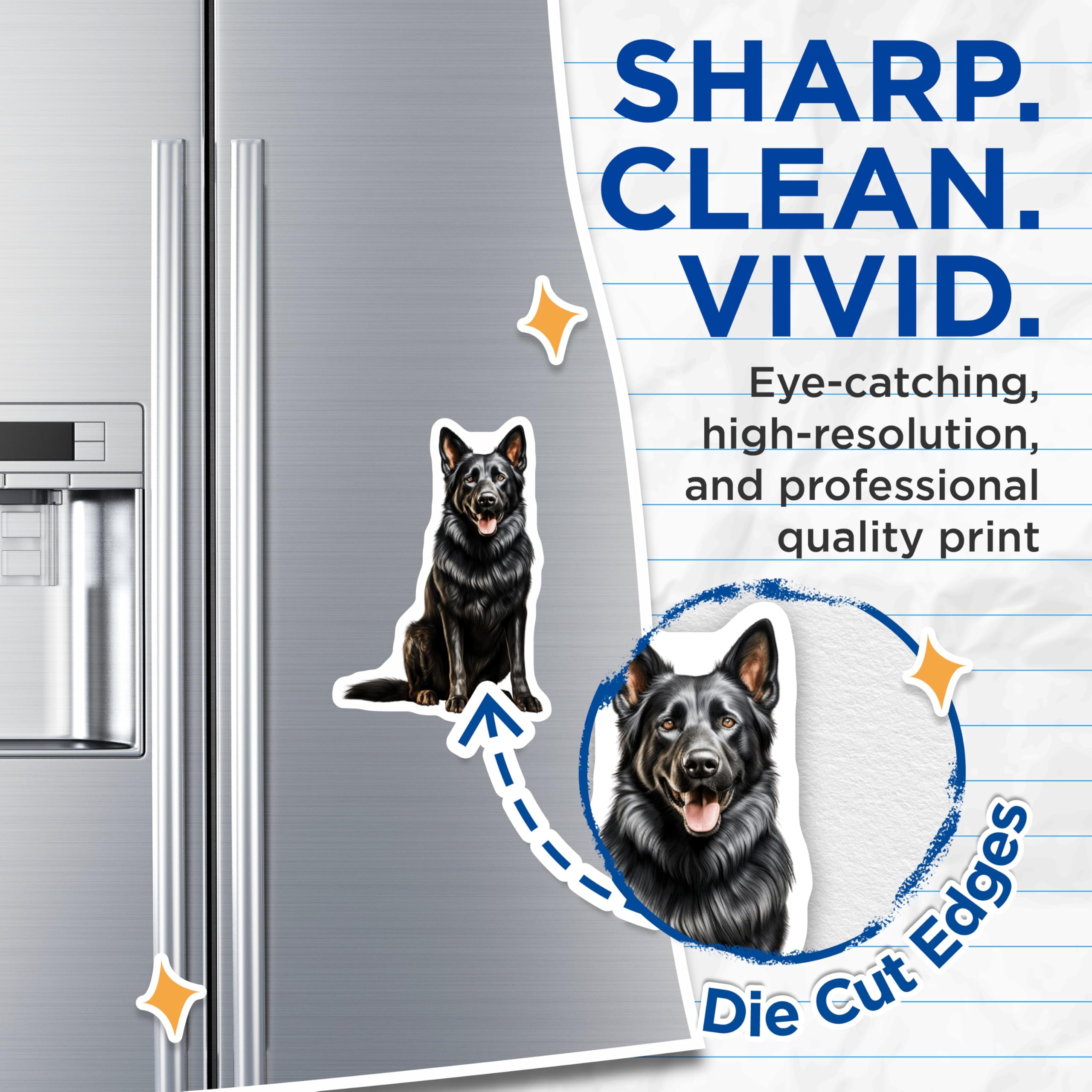 (2 Pack) Black German Shepherd Magnets - German Shepherd Dog Owner Decor - Pet Lover Collectibles for Dog Moms Dads - 5 Inches On Longest Side - Thick Durable Magnet - Made in USA - MAG30652