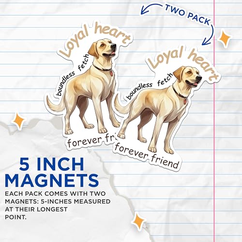 (2 Packs) Loyal Heart Boundless Fetch Forever Friend Magnets - Golden Lab Magnets - 5 Inches On Longest Side - Premium Magnet - for Fridges, Toolboxes, Cars - Made in USA - MAG2355