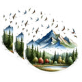 (3 Pack) Mountain Birds Decals - Watercolor Nature Scenery - Laptop Stickers - 3 Inches On Longest Side - Easy Peel & Apply - Made in USA - 3MCS1160