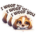 (3 Pack) Puppy Dog Decals - I Woof You - Cute Animal Laptop Decal - 3 Inches On Longest Side - Easy Peel & Apply - Made in USA - 3MCS1212