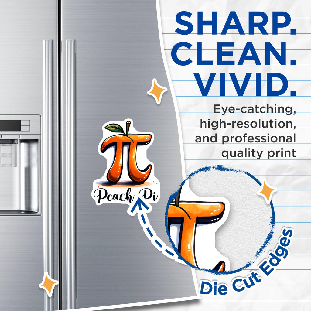 (2 Pack) Funny Peach Pi Magnets - Kitchen Decor - Geek Humor - Fridge Decoration - Math Enthusiasts - 5" On Longest Side - for Cars, Fridges, Toolboxes - Made in USA - MAG8159