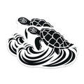 (2 Pack) Sea Turtle Ocean Waves Magnets - Beach Decor - Marine Life Fridge Whiteboard Refrigerator Locker Magnet - 5 Inches On Longest Side - Thick Durable Magnet - Made in USA - MAG36070