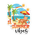 (2 Pack) Summer Vibes Magnets - Beach Vacation Scene - Tropical Fridge Locker Decor - 5 Inches On Longest Side - Thick Durable Magnet - Made in USA - MAG39400