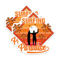 (2 Pack) Surfing Paradise Magnets - Beach Life Decor - Retro Sunset Surfer - Tropical Ocean Art - Coastal Vibe - 5 Inches On Longest Side - Thick Durable Magnet - Made in USA - MAG21452