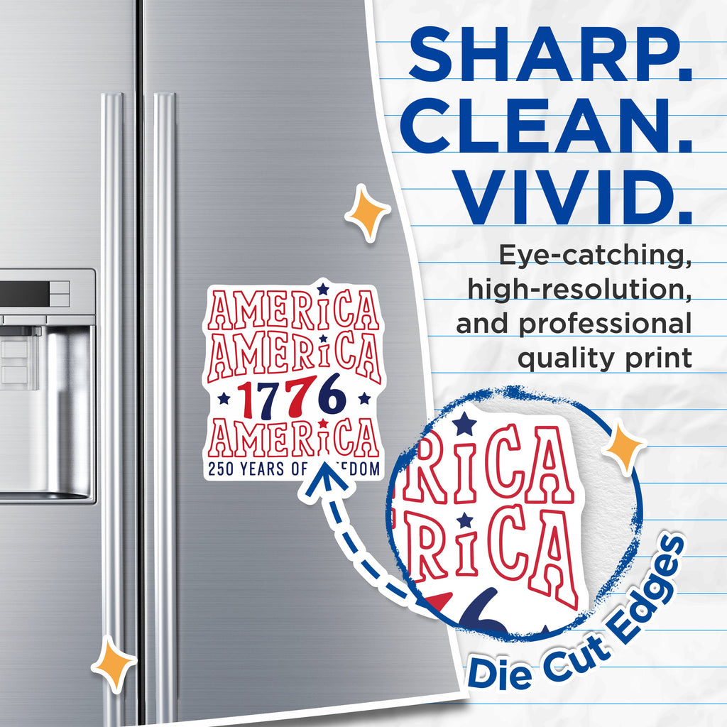(2 Pack) America 1776 Magnets - Patriotic Decor - Independence Day - Veteran's Day Celebration - 5 Inches On Longest Side - Thick Durable Magnet - Made in USA - MAG36487