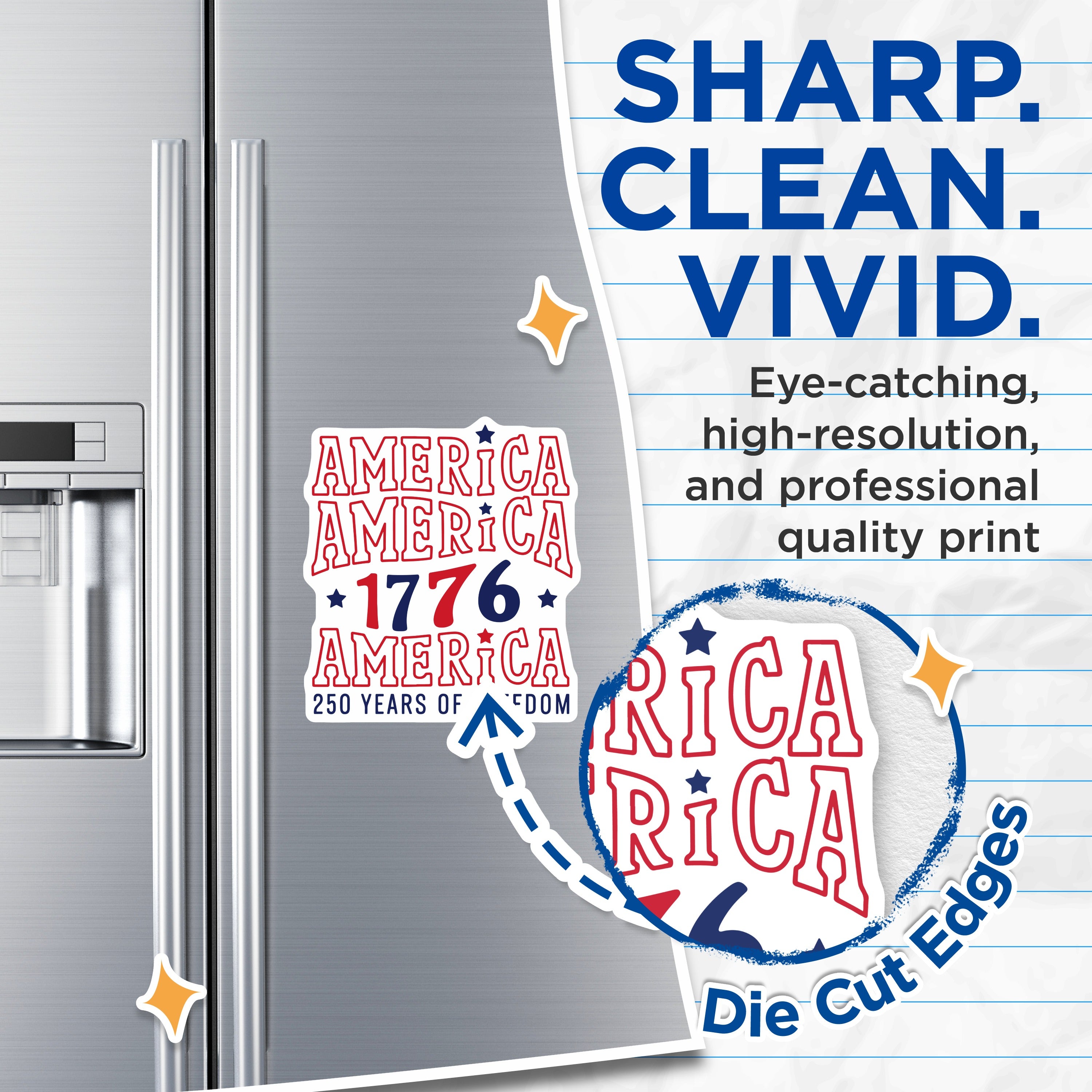 (2 Pack) America 1776 Magnets - Patriotic Decor - Independence Day - Veteran's Day Celebration - 5 Inches On Longest Side - Thick Durable Magnet - Made in USA - MAG36487