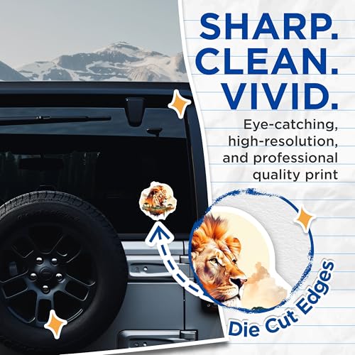 (2 Pack) Lion Safari Adventure Stickers - Wildlife Art - Nature Lovers - 5" On Longest Side - Sticks to Smooth Flat Surfaces - Made in USA - BMCS3803