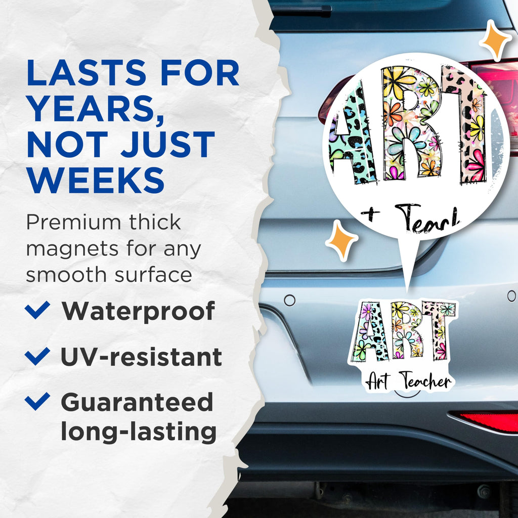(2 Pack) Art Teacher Magnets - Floral Art - Educator Appreciation - 5" On Longest Side - Premium Magnet - for Cars, Refrigerators, Toolboxes, Lockers - Made in USA - MAG14416
