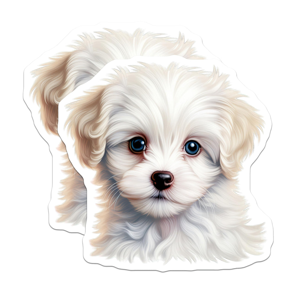 (2 Pack) Cute Puppy Magnets - Fluffy White Dog Lover Decor - Adorable Pet Owner Refrigerator Accents - 5 Inches On Longest Side - Thick Durable Magnet - Made in USA - MAG29472