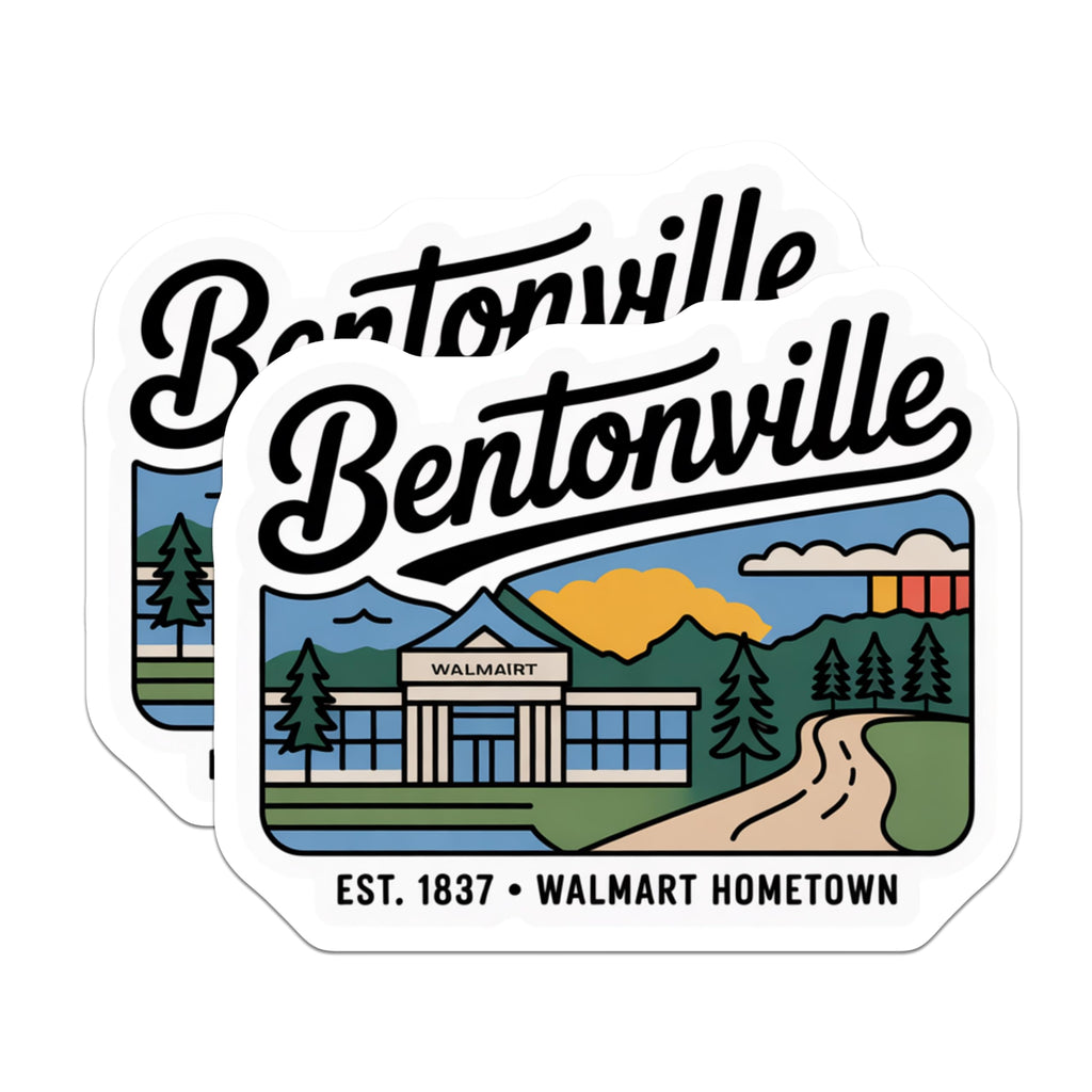 (2 Pack) Bentonville Magnets - Arkansas Hometown - Souvenir Travel Fridge Magnets - 5" On Longest Side - Premium Magnet - for Cars, Refrigerators, Toolboxes, Lockers - Made in USA - MAG17934
