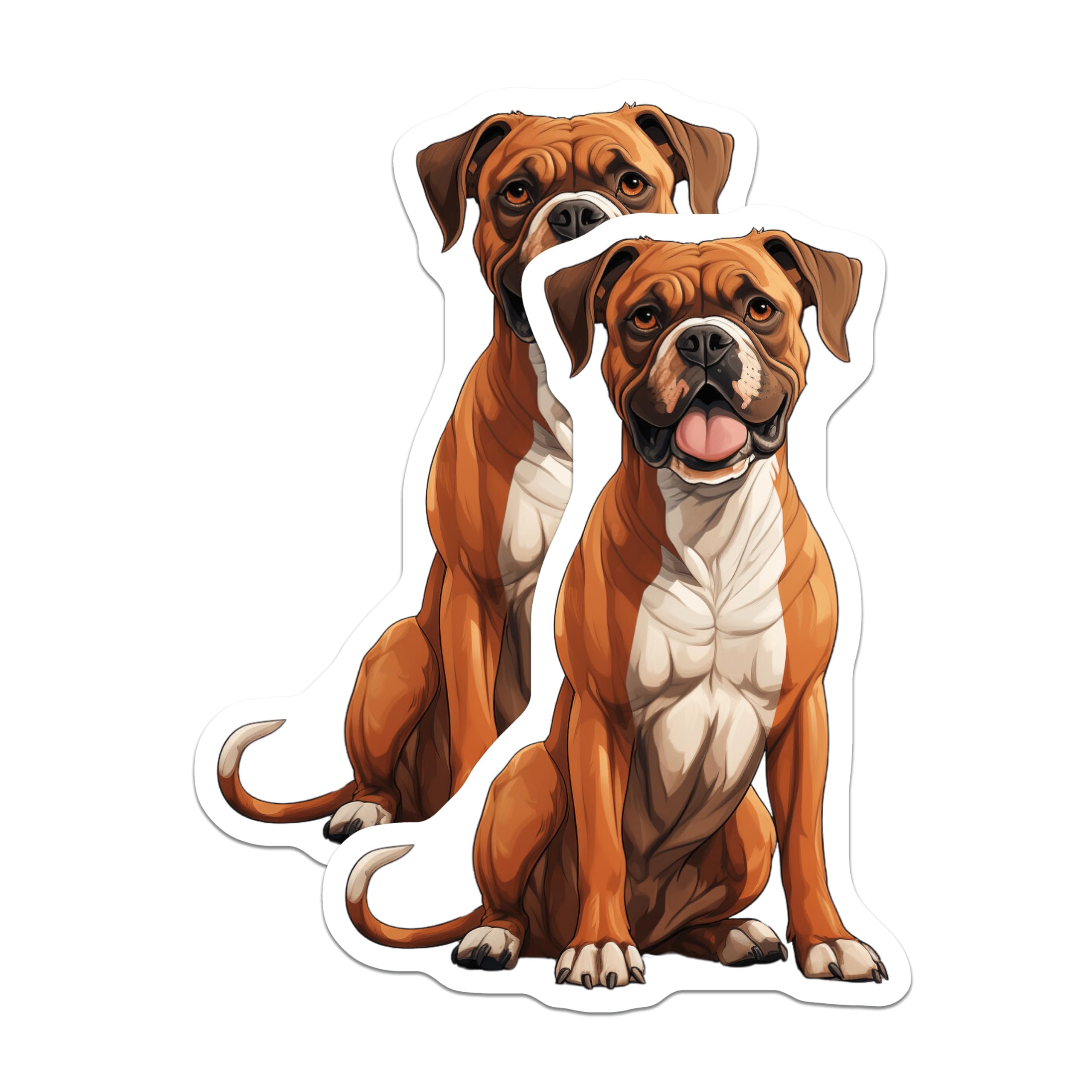 (2 Pack) Boxer Dog Magnets - Fawn Boxer Art - Dog Lover Collectible - Pet Parent Decor - Canine Companion Display - 5 Inches On Longest Side - Thick Durable Magnet - Made in USA - MAG27950