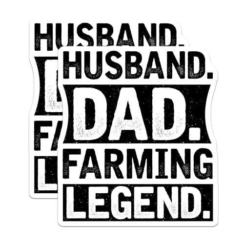 (2 Pack) Husband Dad Farming Legend Stickers - Funny Farmer Stickers - FatherÃ¢â‚¬â„¢s Day Stickers - Farm Life Stickers - 5" On Longest Side - Sticks to Smooth Flat Surfaces - Made in USA - BMCS6157