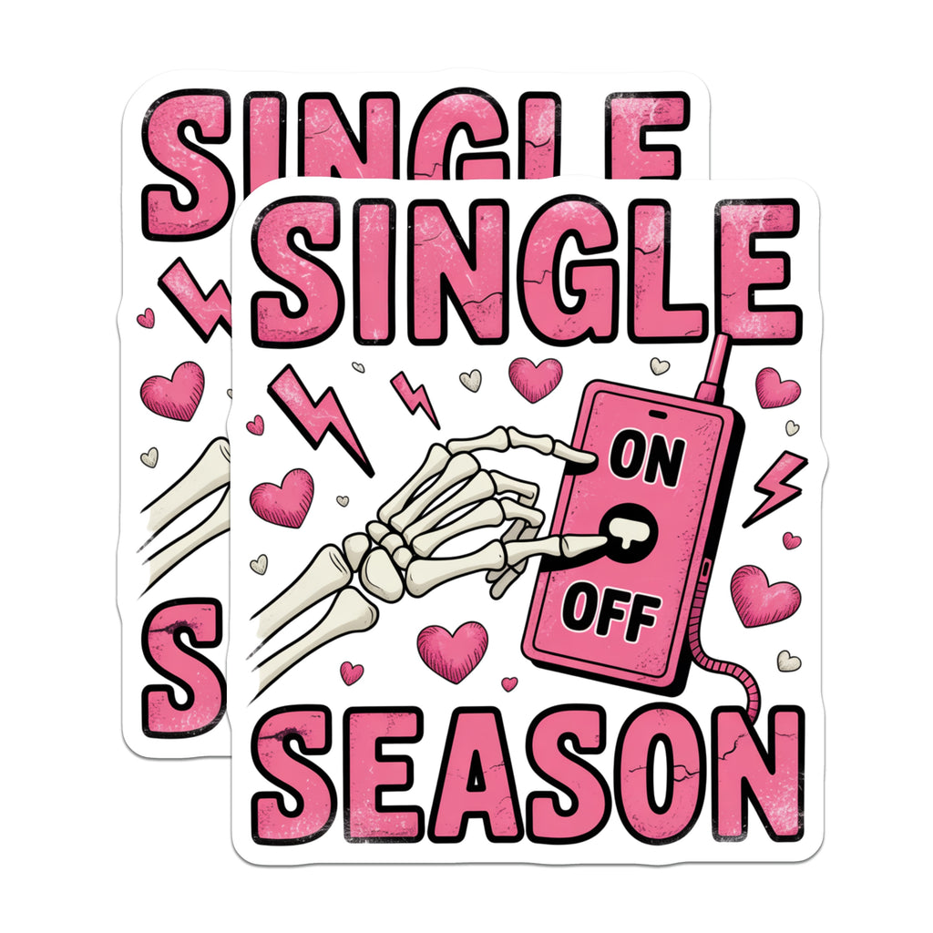 (2 Pack) Single Season Magnets - Anti Valentines Day Humor - Sarcastic Skeleton Hand Fridge Decor - Edgy Statement Piece - 5 Inches On Longest Side - Thick Durable Magnet - Made in USA - MAG38328