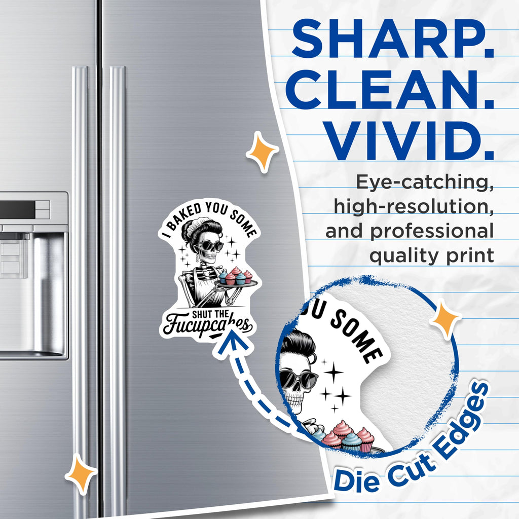 (2 Pack) Sarcastic Skeleton Magnets - Pinup Cupcake Humor - Dark Kitchen Fridge Decor - 5 Inches On Longest Side - Thick Durable Magnet - Made in USA - MAG20880