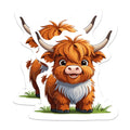 (2 Pack) Cute Highland Cow Magnets - Cartoon Highland Cow - 5 Inches On Longest Side - Premium Magnet - for Cars, Refrigerators, Toolboxes - Made in USA - MAG2182