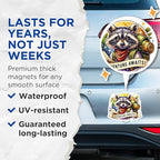 (2 Pack) Adventure Awaits Magnets - Raccoon Backpacker - Inspirational Travel - 5" On Longest Side - for Cars, Fridges, Toolboxes - Made in USA - MAG4533