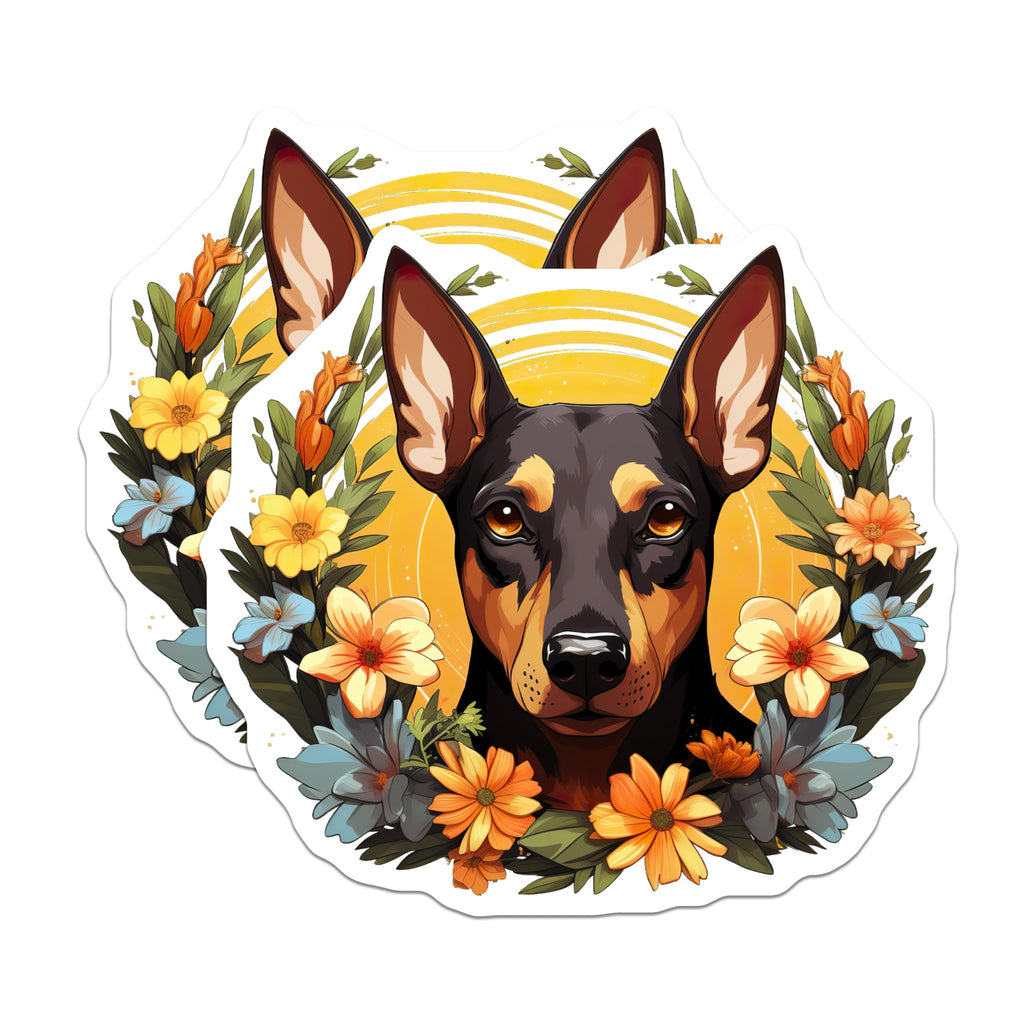 (2 Pack) Doberman Pinscher Magnets - Floral Dog Art - Pet Parent Appreciation - 5 Inches On Longest Side - Thick Durable Magnet - Made in USA - MAG28411